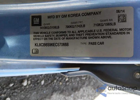 2014 Chevrolet Spark Ls Auto from USA, damaged, VIN KL8CB6S96EC570668